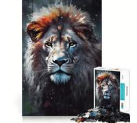 Rompecabezas de 1000 Piezas con Retrato de león Pintado al óleo para Adultos Regalos Que mejoran la Memoria y la relajación Mental Corte Premium Sorpresa cálida (50x75cm)