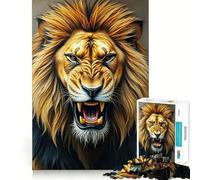 Rompecabezas de 1000 Piezas con Retrato de león rugiente para Adultos Juguete para ejercitar la Mente Imagen Suave y Relajante para armar Un Regalo Encantador (38x52cm)