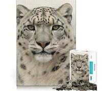 Rompecabezas de 1000 Piezas con Retrato de Leopardo de Las Nieves en montañas brumosas para Adolescentes Juguete para la Mente Escapada Tranquila Borde preciso Regalo increíble (50x75cm)