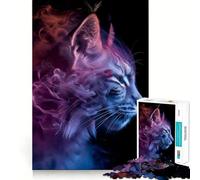 Rompecabezas de 1000 Piezas con Retrato de Lince Ahumado para Adolescentes Juguete para desarrollar la lógica, Relajante y Divertido Corte preciso Regalo artístico (38x52cm)