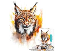 Rompecabezas de 1000 Piezas con Retrato de Lince en Acuarela Juego Familiar Que desafía la Inteligencia Cerebral Juguetes adictivos Regalo Ideal para Juegos y cumpleaños (tamaño 50x75cm)