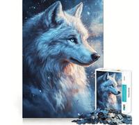 Rompecabezas de 1000 Piezas con Retrato de Lobo Blanco para Adolescentes Juego de Memoria Mental Cierre Seguro Sin Piezas Sueltas Ideal para Viajar Juego para ejercitar la Mente