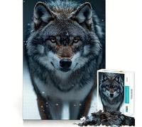 Rompecabezas de 1000 Piezas con Retrato de Lobo en la Nieve Invernal para Adultos Divertido Juego de Memoria Elaboración de Corte experta Actividad Relajante para Grupos en Interiores (38x52cm)