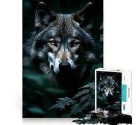 Rompecabezas de 1000 Piezas con Retrato de Lobo en un Bosque Oscuro Diversión para ejercitar la Mente Piezas de Ajuste preciso Un pasatiempo Fascinante para los Momentos de Ocio (50x75cm)
