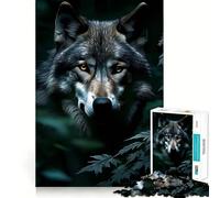 Rompecabezas de 1000 Piezas con Retrato de Lobo en un Bosque Oscuro para Adultos Juego Divertido y Relajante Corte láser Ejercicio Mental para un Momento de Tranquilidad en casa
