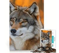 Rompecabezas de 1000 Piezas con Retrato de Lobo en un Bosque otoñal para Adultos Divertido Juego de Memoria Elaboración de Corte experta Actividad Relajante para Grupos en Interiores (38x52cm)