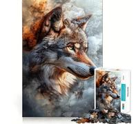 Rompecabezas de 1000 Piezas con Retrato de Lobo en una bruma ahumada para Adultos Juguete para Resolver Problemas Juego de Corte de Calidad Profesional Actividad Relajante para Grupos en Interiores