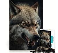 Rompecabezas de 1000 Piezas con Retrato de Lobo Enojado Diversión para Entrenar la Mente Encaja Perfectamente sin Huecos Actividad para Fortalecer los Lazos Familiares (38x26cm)