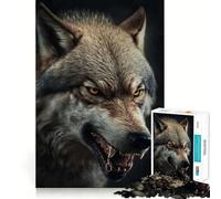 Rompecabezas de 1000 Piezas con Retrato de Lobo Enojado para Adolescentes Juego Que estimula el Cerebro Encaje Huecos Actividad Relajante para Grupos en Interiores (38x52cm)