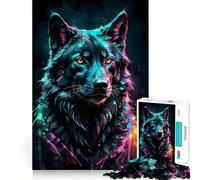 Rompecabezas de 1000 Piezas con Retrato de Lobo neón en Acuarela para Adolescentes Juguete Inteligente para el hogar Corte preciso Regalo Ideal para Festivales (38x52cm)