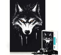 Rompecabezas de 1000 Piezas con Retrato de Lobo para Adultos Juego Que estimula la Mente Superficie Lisa y sin Rebabas Un pasatiempo Fascinante para los Momentos de Ocio (50x75cm)