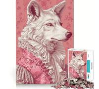 Rompecabezas de 1000 Piezas con Retrato de Lobo rococó Rosa para Adultos, Juguete para ejercitar la Mente, alegría Familiar, Corte de precisión, Regalo Encantador (38x52cm)