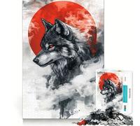 Rompecabezas de 1000 Piezas con Retrato de Lobo Tatuado para Adolescentes Juguete para ejercitar la Mente Arte Relajante para Relajarse Regalo Original 50x75cm