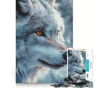 Rompecabezas de 1000 Piezas con Retrato de Lobo y Mirada intensa para Adultos Ejercicio Mental Corte de precisión Bordes Suaves Actividad Relajante para Grupos en Interiores (38x26cm)