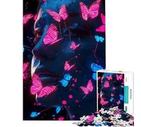 Rompecabezas de 1000 Piezas con Retrato de Mariposa neón Un Reto Educativo Divertido y Original para Decorar la Pared Ideal para niños a Partir de 14 años (50x75cm)