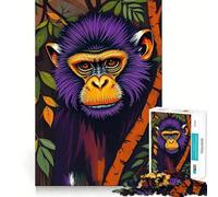 Rompecabezas de 1000 Piezas con Retrato de Mono Morado para Adolescentes Ideal para estimular la Memoria, Jugar y Relajarse Bordes Ajustados Regalo Premium (38x52cm)