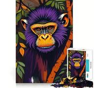 Rompecabezas de 1000 Piezas con Retrato de Mono Morado para Adolescentes Juguete de lógica Clara, Ligero y Relajante Corte Perfecto Regalo conmovedor (50x75cm)