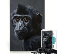 Rompecabezas de 1000 Piezas con Retrato de Mono Negro Articulaciones precisas Diversión,Juego para ejercitar la Mente,Juego para Momentos de Paz,decoración navideña 38x26cm