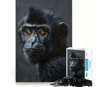 Rompecabezas de 1000 Piezas con Retrato de Mono Negro,Piezas de Ajuste preciso,Juguete Creativo y Divertido,Ideal para Momentos de diversión acogedores,Regalo de cumpleaños 50x75cm