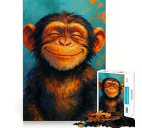 Rompecabezas de 1000 Piezas con Retrato de Mono Sonriente para Adultos Juguete para Pensar, calmar, Relajarse, Arte de Pared con Corte Limpio 38x26cm