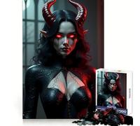 Rompecabezas de 1000 Piezas con Retrato de Mujer Demonio de Ojos Rojos para Adolescentes Mejora la Memoria Ideal para Relajarse Bordes precisos Regalo Elegante (38x52cm)