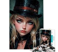 Rompecabezas de 1000 Piezas con Retrato de Mujer Estilo Steampunk Diversión para Hacer en casa decoración de Pared Juego práctico para Mayores de 14 años 38x26cm