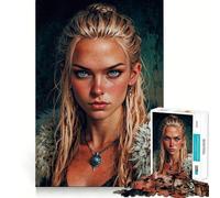 Rompecabezas de 1000 Piezas con Retrato de Mujer guerrera Juego para ejercitar la Mente Artesanía de Corte experta Un pasatiempo Fascinante para los Momentos de Ocio (38x52cm)