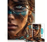 Rompecabezas de 1000 Piezas con Retrato de Mujer nativa Americana en Primer Plano para Adolescentes Juguete Mental Regalo Original (50x75cm)