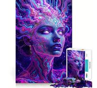 Rompecabezas de 1000 Piezas con Retrato de Mujer psicodélica para Adultos Juego Inteligente de Rompecabezas Divertido Montaje de imágenes Regalo de Temporada (38x26cm)