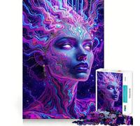 Rompecabezas de 1000 Piezas con Retrato de Mujer psicodélica para Adultos, Juguete Inteligente para el hogar, decoración de Pared con Corte preciso (50x75cm)