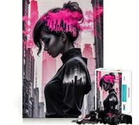 Rompecabezas de 1000 Piezas con Retrato de Mujer Rosa para Adultos Juguete Inteligente para el hogar Bordes Lisos Artículo de colección (50x75cm)