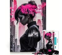 Rompecabezas de 1000 Piezas con Retrato de Mujer Rosa para Adultos Rompecabezas Mental Arte Relajante para armar (38x52cm)