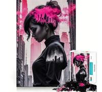 Rompecabezas de 1000 Piezas con Retrato de Mujer Rosa para Adultos y Adolescentes Ideal para Relajarse, calmarse y desconectar Corte Suave Regalo conmovedor (38x26cm)