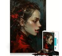 Rompecabezas de 1000 Piezas con Retrato de Mujer Vampiro Juguete Creativo para desarrollar la Habilidad Componentes Resistentes y de Corte Limpio Ideal para Viajar Juego Mental 38x52cm