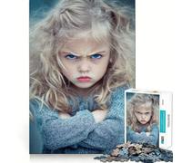 Rompecabezas de 1000 Piezas con Retrato de niña enfadada Juguete Que desafía la Mente Troquelado de Alta precisión Un Reto Divertido para Pasar el Tiempo de Espera (38x52cm)