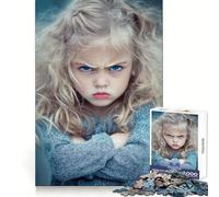 Rompecabezas de 1000 Piezas con Retrato de niña enfadada para Adolescentes Actividad de Ocio Que estimula el Pensamiento Claro Encaje Firme Regalo Ideal (38x52cm)