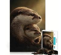 Rompecabezas de 1000 Piezas con Retrato de Nutria Madre y cría para Adolescentes Juguete para desarrollar la Mente Diseño Divertido y Relajante armar (38x26cm)