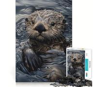 Rompecabezas de 1000 Piezas con Retrato de Nutria Marina para Adolescentes Rompecabezas fácil de armar Ocio Impecable Regalo Ideal para Navidad (38x52cm)