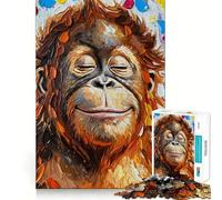 Rompecabezas de 1000 Piezas con Retrato de orangután Sonriente para Adolescentes Juguete de lógica Clara Pasatiempo Tranquilo Corte Perfecto Regalo clásico 38x52cm