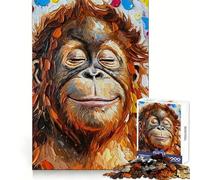 Rompecabezas de 1000 Piezas con Retrato de orangután Sonriente para Adultos Juguete para ejercitar la Mente Diversión compartida Arte de Corte preciso 38x26cm