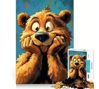 Rompecabezas de 1000 Piezas con Retrato de Oso de Dibujos Animados con expresión Graciosa Diseño de Corte preciso Juego de ingenio Regalo Ideal para Relajarse y Disfrutar en cumpleaños (50x75cm)