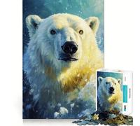 Rompecabezas de 1000 Piezas con Retrato de Oso Polar para Adultos Refuerza la Memoria Diversión y Ocio Regalo Elegante (50x75cm)