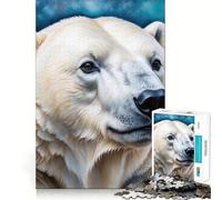 Rompecabezas de 1000 Piezas con Retrato de Oso Polar y Fondo Abstracto para Adolescentes Juguete de lógica Resistente Escape Tranquilo Borde Transparente Regalo de cumpleaños (50x75cm)