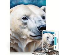 Rompecabezas de 1000 Piezas con Retrato de Oso Polar y Fondo Abstracto para Adultos Juguete para el hogar Disfrute de un Corte Fino Regalo Ideal para Papá Noel (38x52cm)