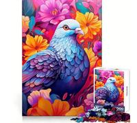 Rompecabezas de 1000 Piezas con Retrato de Paloma y Flores para Adultos Rompecabezas Mental para la Mente Arte Relajante para armar (38x26cm)