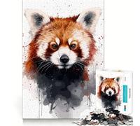 Rompecabezas de 1000 Piezas con Retrato de Panda Rojo en Acuarela para Adolescentes Juguete para Fortalecer la lógica y Relajarse mentalmente Bordes definidos Regalo Elegante (38x52cm)