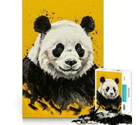 Rompecabezas de 1000 Piezas con Retrato de Panda sobre Fondo Amarillo para Adolescentes Juguete fácil de Usar y de Ocio Corte preciso Regalo increíble (50x75cm)