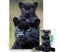Rompecabezas de 1000 Piezas con Retrato de Pantera Negra Madre y Cachorro,Arte de Corte Exacto,Actividad de Juego Inteligente,Tiempo de Juego Tranquilo,Regalo de decoración de cumpleaños 38x26cm