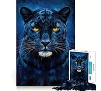 Rompecabezas de 1000 Piezas con Retrato de Pantera Negra y Ojos Amarillos,diseño de Bordes, Juguete para Entrenar la Mente,Juego Relajante,Regalo de cumpleaños 38x26cm