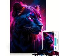 Rompecabezas de 1000 Piezas con Retrato de Pantera neón para Adultos Juguete para ejercitar la Mente Diseño Divertido y silencioso Regalo Original (50x75cm)